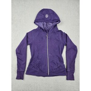 Lululemon Hoodie Womens 6 Purple Scuba Full Zip Thumbholes Fleece Athletic Yoga